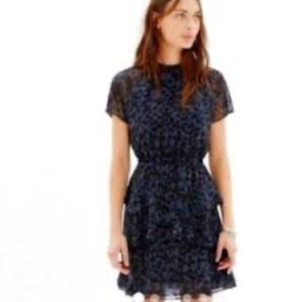 MADEWELL Blue and Black Women's Tiered Ruffle Dress - Picture 2 of 8